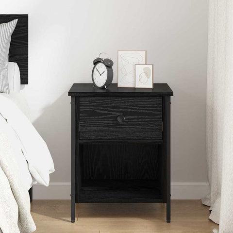 vidaXL Bedside Cabinet Black oak 40 x 42 x 50 cm Engineered wood