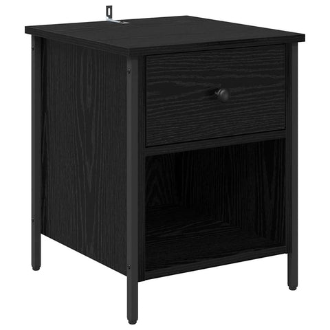 vidaXL Bedside Cabinet Black oak 40 x 42 x 50 cm Engineered wood