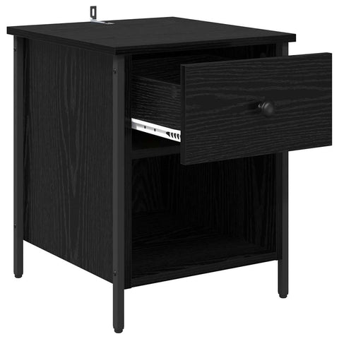 vidaXL Bedside Cabinet Black oak 40 x 42 x 50 cm Engineered wood