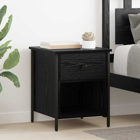 vidaXL Bedside Cabinet 2 pcs Black oak 40 x 42 x 50 cm Engineered wood