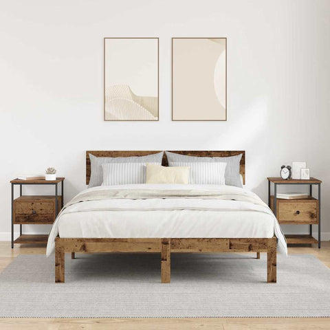 vidaXL Bedside Cabinet 2 pcs Old wood 40 x 42 x 56 cm Engineered wood