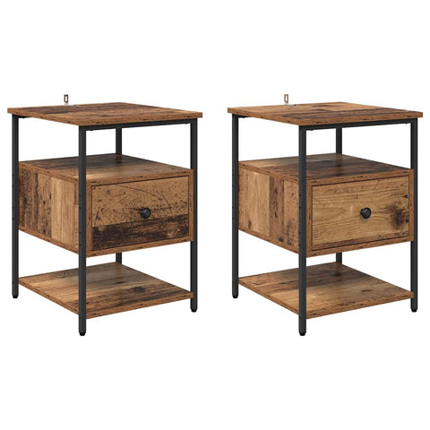 vidaXL Bedside Cabinet 2 pcs Old wood 40 x 42 x 56 cm Engineered wood