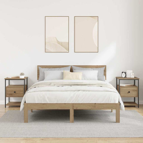 vidaXL Bedside Cabinet with Drawer 2 pcs Artisan oak 40 x 42 x 56 cm
