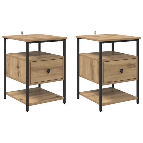 vidaXL Bedside Cabinet with Drawer 2 pcs Artisan oak 40 x 42 x 56 cm