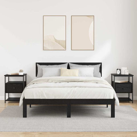 vidaXL Bedside Cabinet 2 pcs Black oak 40 x 42 x 56 cm Engineered wood