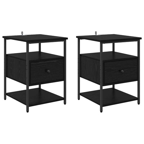 vidaXL Bedside Cabinet 2 pcs Black oak 40 x 42 x 56 cm Engineered wood