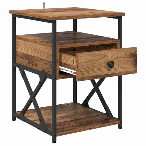 vidaXL Bedside Cabinet Old wood 40 x 42 x 55 cm Engineered wood