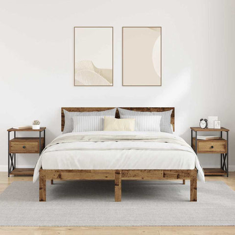 vidaXL Bedside Cabinet 2 pcs Old wood 40 x 42 x 55 cm Engineered wood