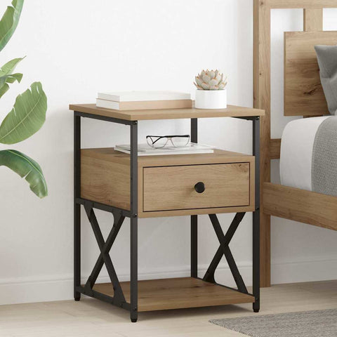vidaXL Bedside Cabinet with Drawer 2 pcs Artisan oak 40 x 42 x 55 cm