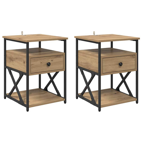 vidaXL Bedside Cabinet with Drawer 2 pcs Artisan oak 40 x 42 x 55 cm