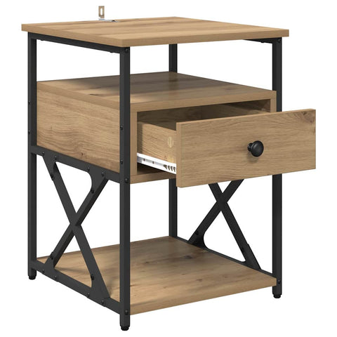 vidaXL Bedside Cabinet with Drawer 2 pcs Artisan oak 40 x 42 x 55 cm