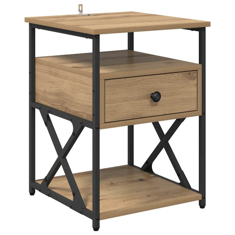 vidaXL Bedside Cabinet with Drawer 2 pcs Artisan oak 40 x 42 x 55 cm