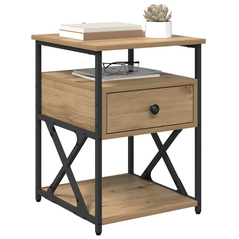 vidaXL Bedside Cabinet with Drawer 2 pcs Artisan oak 40 x 42 x 55 cm