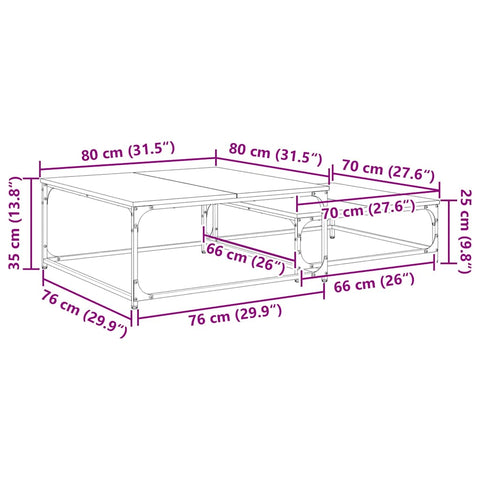vidaXL Nesting Coffee Table Old wood Engineered wood