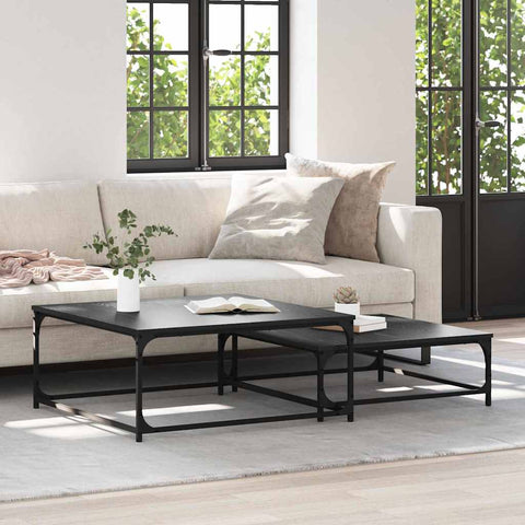 vidaXL Nesting Coffee Table Black oak Engineered wood