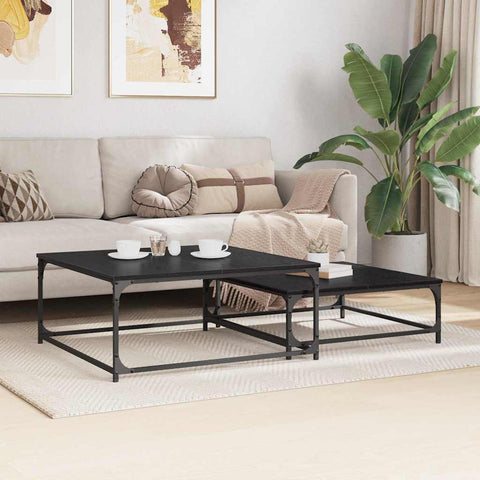 vidaXL Nesting Coffee Table Black oak Engineered wood