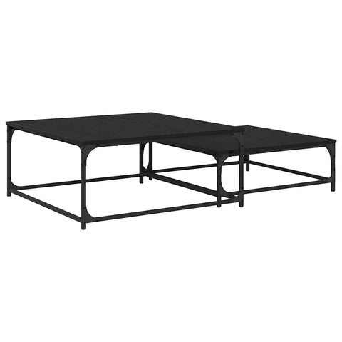vidaXL Nesting Coffee Table Black oak Engineered wood