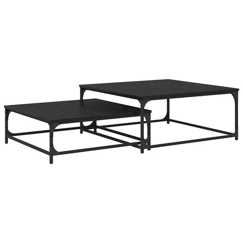 vidaXL Nesting Coffee Table Black oak Engineered wood