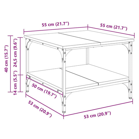 vidaXL Coffee Table Old Wood 55 x 55 x 40 cm Engineered Wood