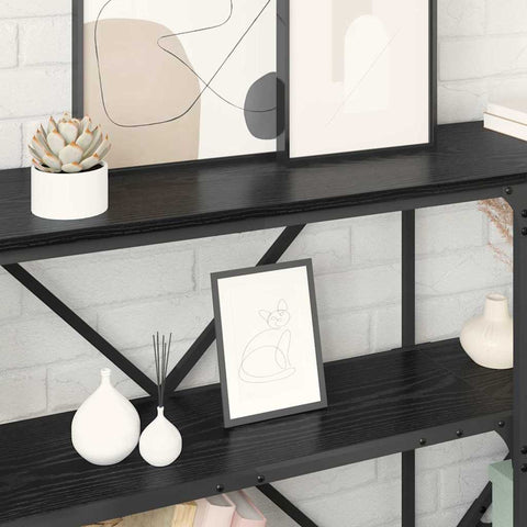 vidaXL Console Table with Shelf Black Oak 160 x 30 x 75 cm