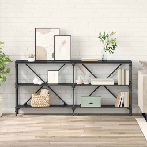 vidaXL Console Table with Shelf Black Oak 160 x 30 x 75 cm