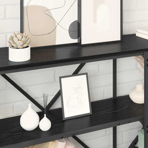 vidaXL Console Table with Shelf Black Oak 180 x 30 x 75 cm