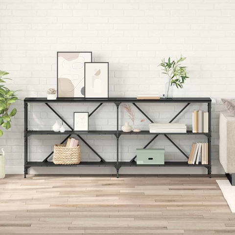 vidaXL Console Table with Shelf Black Oak 180 x 30 x 75 cm
