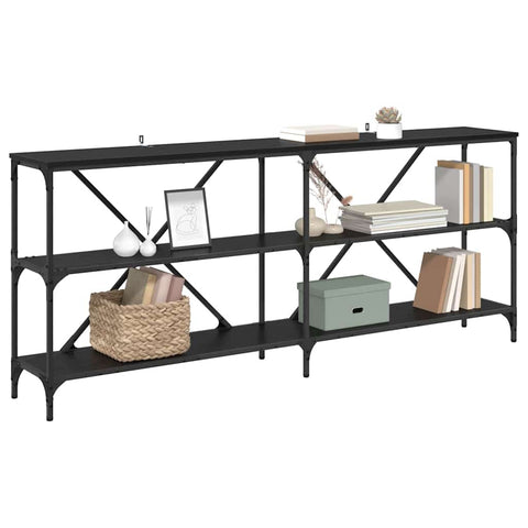 vidaXL Console Table with Shelf Black Oak 180 x 30 x 75 cm