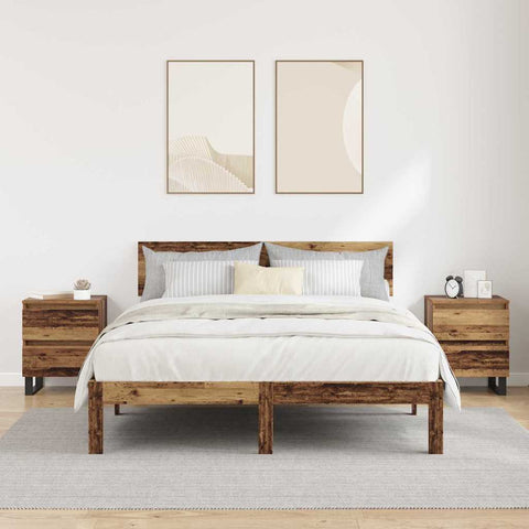 vidaXL Bedside Cabinet 2 pcs Old wood 40 x 35 x 50 cm Engineered wood