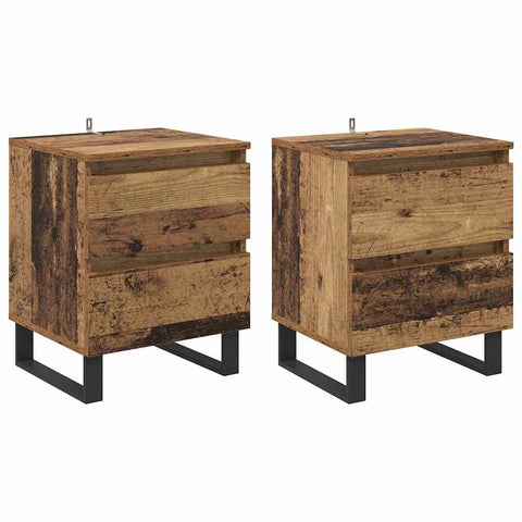 vidaXL Bedside Cabinet 2 pcs Old wood 40 x 35 x 50 cm Engineered wood