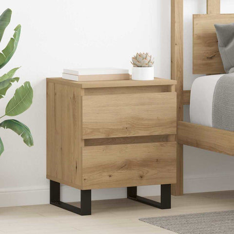 vidaXL Bedside Cabinet with Drawer 2 pcs Artisan oak 40 x 35 x 50 cm