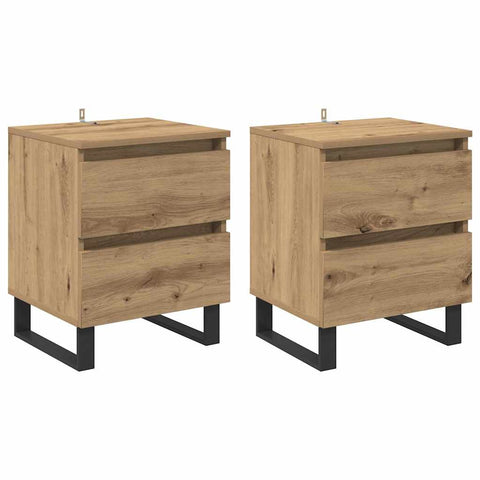 vidaXL Bedside Cabinet with Drawer 2 pcs Artisan oak 40 x 35 x 50 cm