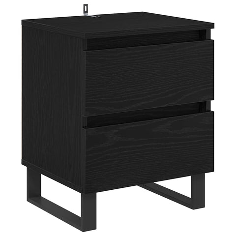 vidaXL Bedside Cabinet Black oak 40 x 35 x 50 cm Engineered wood