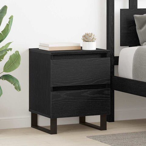 vidaXL Bedside Cabinet 2 pcs Black oak 40 x 35 x 50 cm Engineered wood