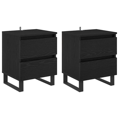 vidaXL Bedside Cabinet 2 pcs Black oak 40 x 35 x 50 cm Engineered wood