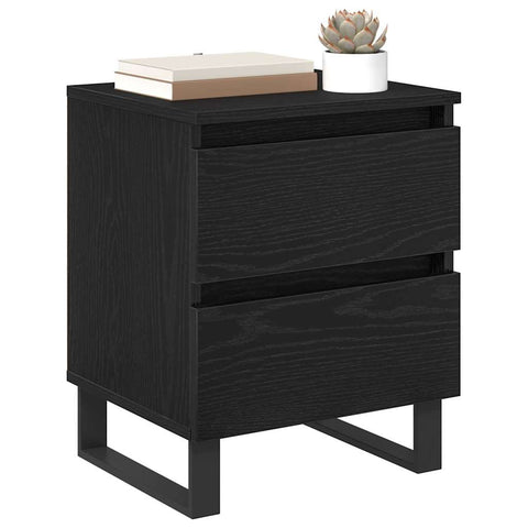 vidaXL Bedside Cabinet 2 pcs Black oak 40 x 35 x 50 cm Engineered wood