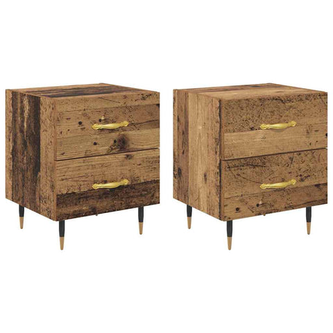 vidaXL Bedside Cabinet with Drawer 2 pcs Old wood 40 x 35 x 47.5 cm