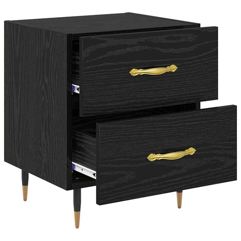 vidaXL Bedside Cabinet Black oak 40 x 35 x 47.5 cm Engineered wood