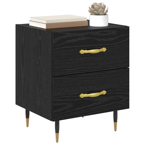 vidaXL Bedside Cabinet Black oak 40 x 35 x 47.5 cm Engineered wood