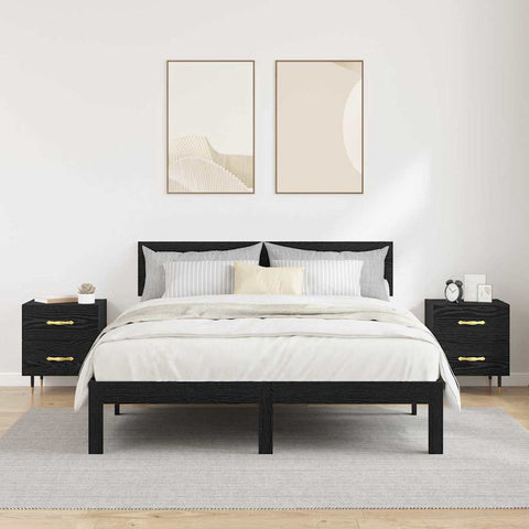 vidaXL Bedside Cabinet with Drawer 2 pcs Black oak 40 x 35 x 47.5 cm