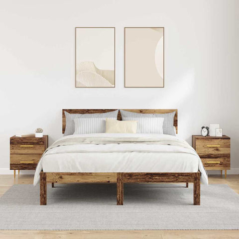 vidaXL Bedside Cabinet with Drawer 2 pcs Old Wood 40 x 35 x 47.5 cm