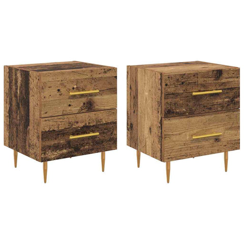 vidaXL Bedside Cabinet with Drawer 2 pcs Old Wood 40 x 35 x 47.5 cm