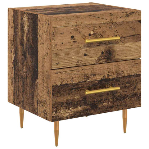 vidaXL Bedside Cabinet with Drawer 2 pcs Old Wood 40 x 35 x 47.5 cm