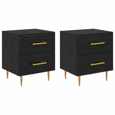 vidaXL Bedside Cabinet with Drawer 2 pcs Black Oak 40 x 35 x 47.5 cm