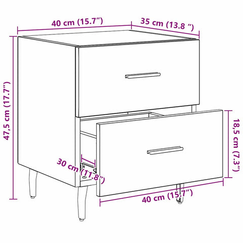vidaXL Bedside Cabinet Artisan oak 40 x 35 x 47.5 cm Engineered wood