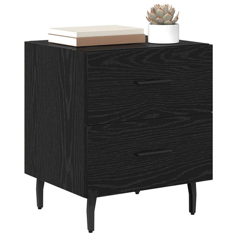 vidaXL Bedside Cabinet Black oak 40 x 35 x 47.5 cm Engineered wood