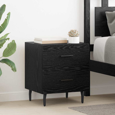 vidaXL Bedside Cabinet with Drawer 2 pcs Black oak 40 x 35 x 47.5 cm