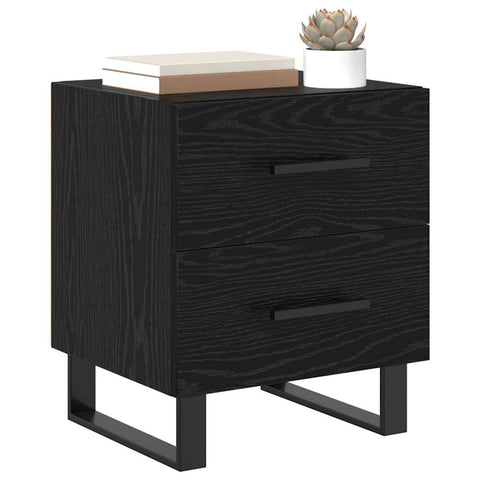 vidaXL Bedside Cabinet Black oak 40 x 35 x 47.5 cm Engineered wood