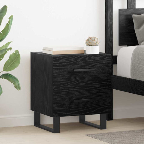 vidaXL Bedside Cabinets with Drawer 2 pcs Black oak 40 x 35 x 47.5 cm