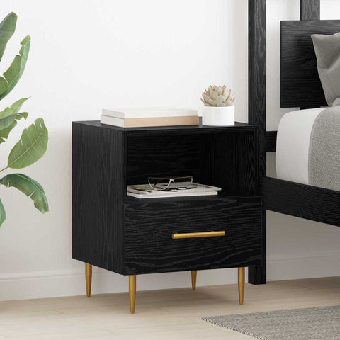 vidaXL Bedside Table Black 40 x 35 x 47.5 cm Engineered wood